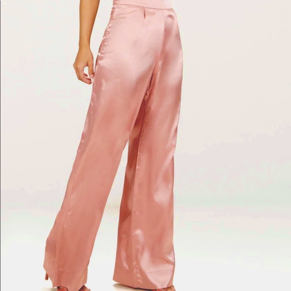 NEW With Tags Blush Nastygal Satin Split Leg Wide Leg Pants, Size Small